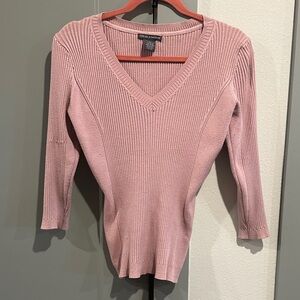 Chelsea Dusty Pink V-Neck Sweater ribbed